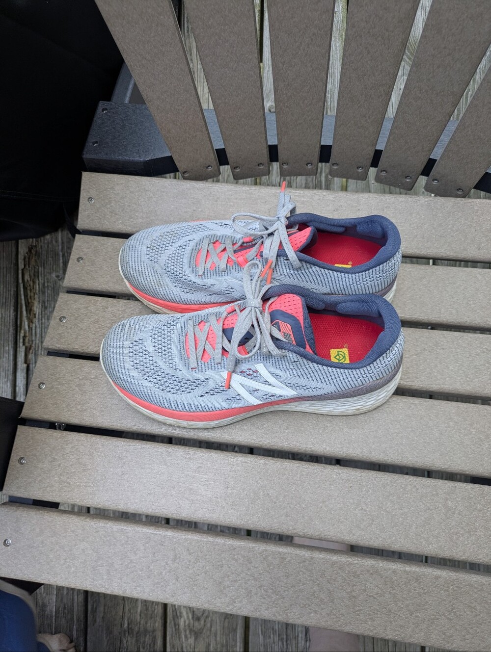 Neutral Gray and Coral Women’s New Balance Running Sneakers